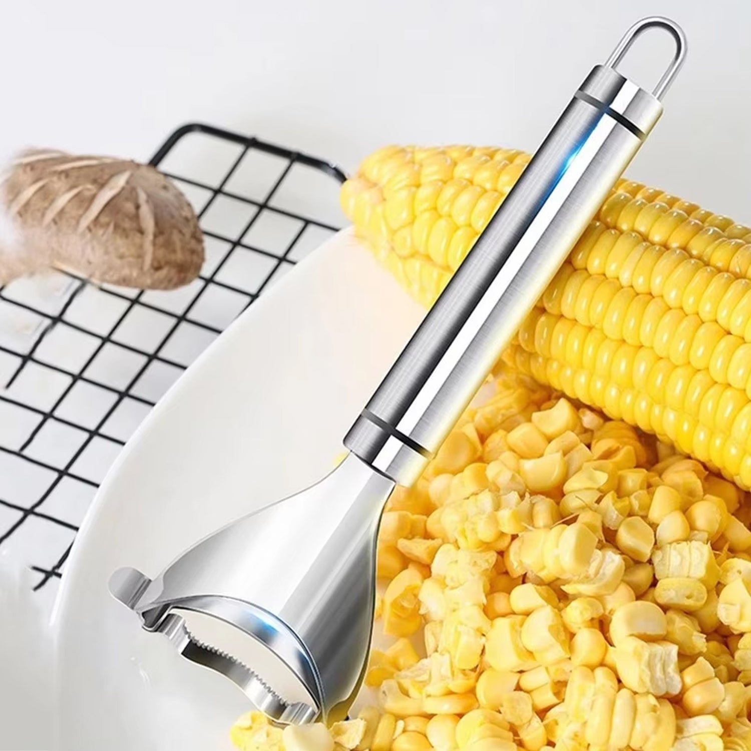 Stainless Steel Corn Peeler Con Cob Remover Cutter (1 Pc) Stainless Steel Corn Peeler Con Cob Remover Cutter (1 Pc)